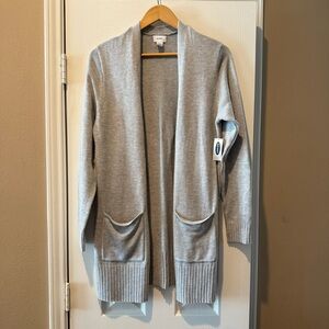 Old Navy Light Gray Open Front Long Cardigan Sweater